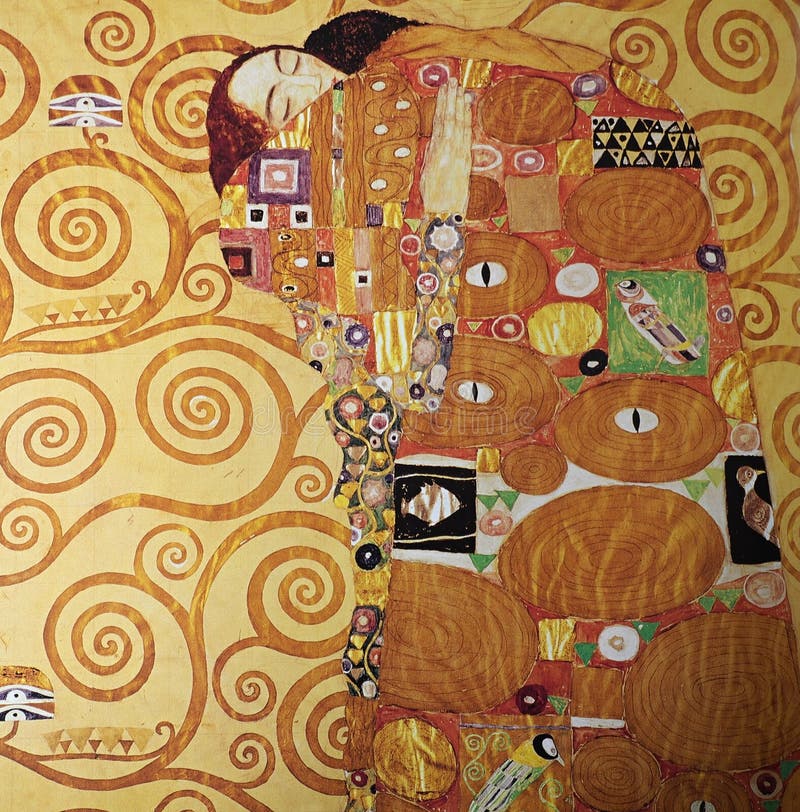 Fulfilment 1905-09 Gustav Klimt. With his visual art, Klimt describes the path of life of human beings who, negatively influenced by instincts, find their redemption in the kiss .Gustav Klimt was an Austrian painter and graphic artist, symbolist, one of the most important representatives of Art Nouveau, a leading figure of Viennese modernism. Fulfilment 1905-09 Gustav Klimt. With his visual art, Klimt describes the path of life of human beings who, negatively influenced by instincts, find their redemption in the kiss .Gustav Klimt was an Austrian painter and graphic artist, symbolist, one of the most important representatives of Art Nouveau, a leading figure of Viennese modernism.