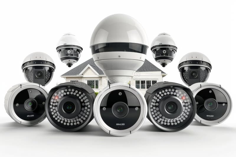 Verwalten Sie Ihre Sicherheit mit leistungsstarkem WLAN und Netzwerkschutz überwachen Sie die Kameraabdeckung und Alarme durch Fer lizenzfreie abbildung