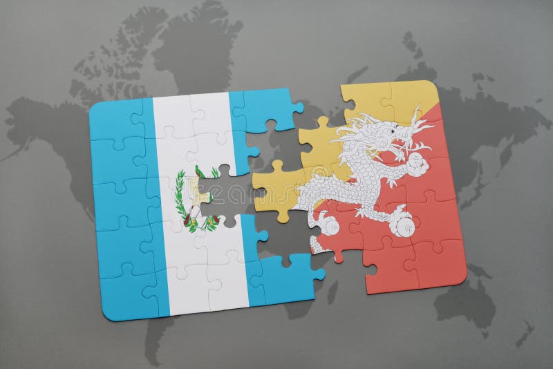 verwirren Sie mit der Staatsflagge von Guatemala und von Bhutan auf einer Weltkarte vektor abbildung verwirren Sie mit der Staatsflagge von Guatemala und von Bhutan auf einer Weltkarte vektor abbildung