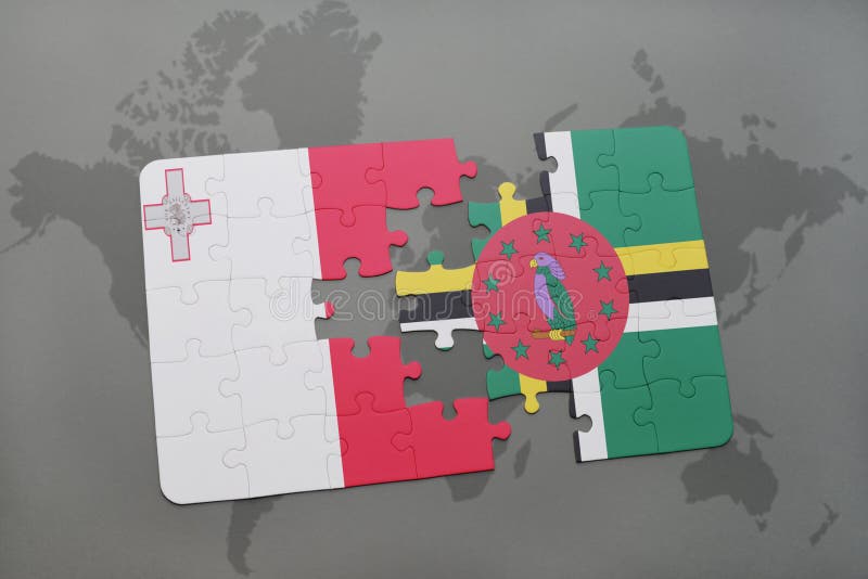 verwirren Sie mit der Staatsflagge von Malta und von Dominica auf einer Weltkarte lizenzfreie abbildung verwirren Sie mit der Staatsflagge von Malta und von Dominica auf einer Weltkarte lizenzfreie abbildung