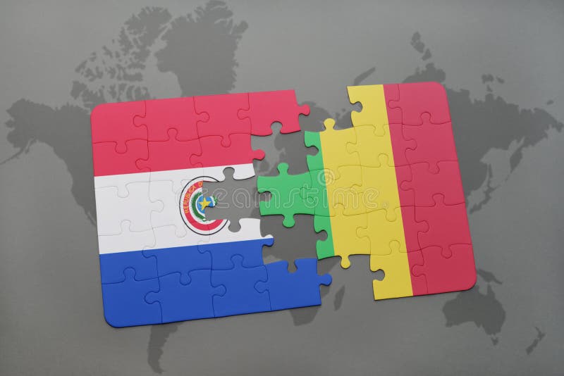 verwirren Sie mit der Staatsflagge von Paraguay und von Mali auf einer Weltkarte vektor abbildung verwirren Sie mit der Staatsflagge von Paraguay und von Mali auf einer Weltkarte vektor abbildung