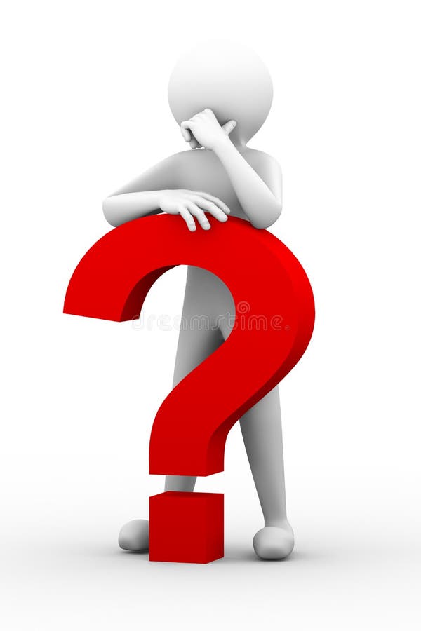 Verwirrte Person 3d mit Fragezeichenillustration stock abbildung