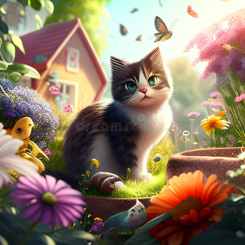 Very adorable cat 3d images royalty free illustration