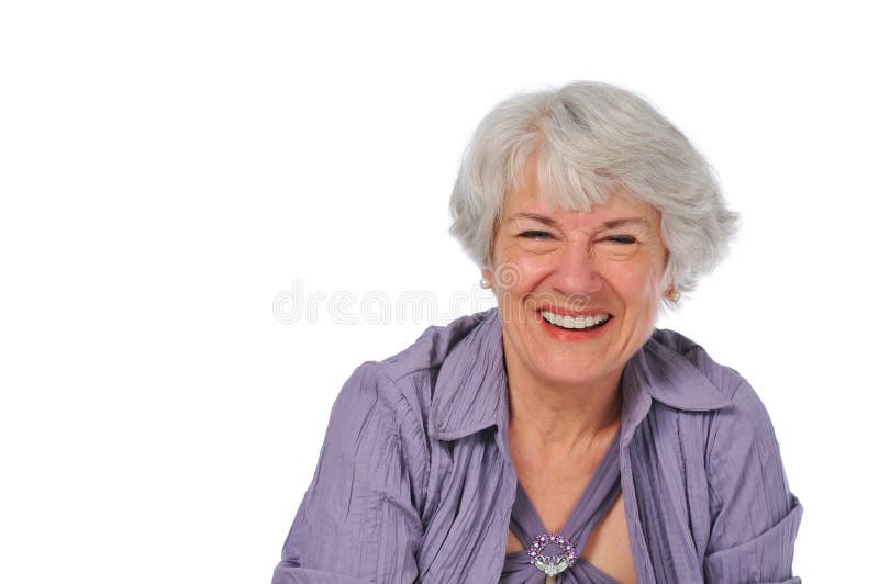 Very attractive Senior lady smiling isolated on white. Old granny stock images, royalty-free photos and pictures
