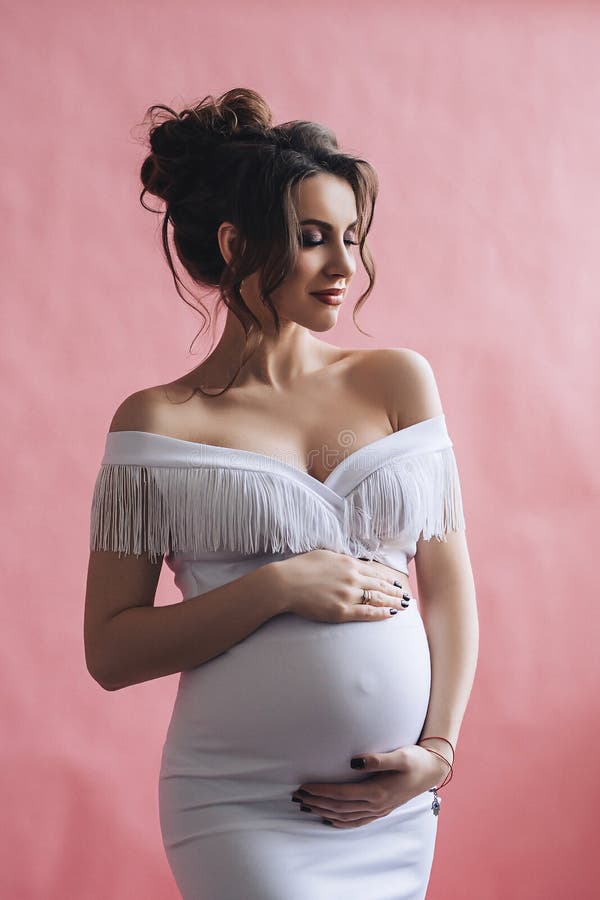 Beautiful Pregnant Woman Hug Her Belly Stock Image - Image ...