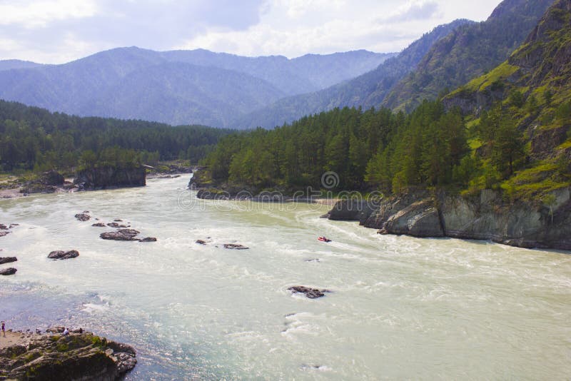 Very Beautiful Mountain River Katun Russia Siberia The Altai Stock