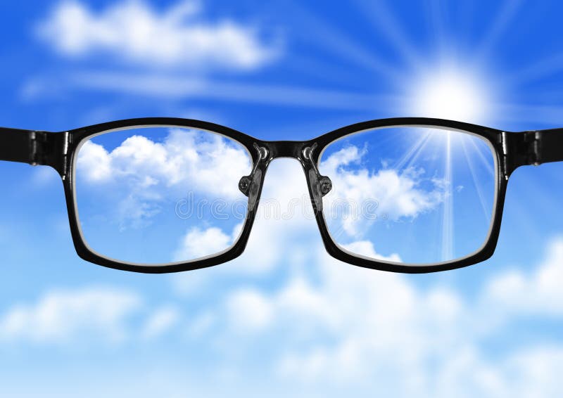 Very Blurry Sky and Glasses with Blue Sky Stock Photo Image of