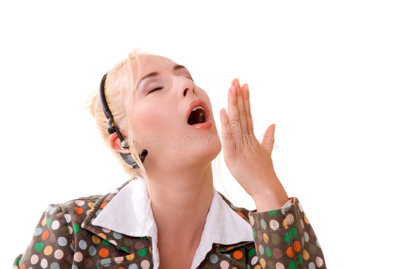 Very bored telephone operator royalty free stock photography Very bored telephone operator royalty free stock photography