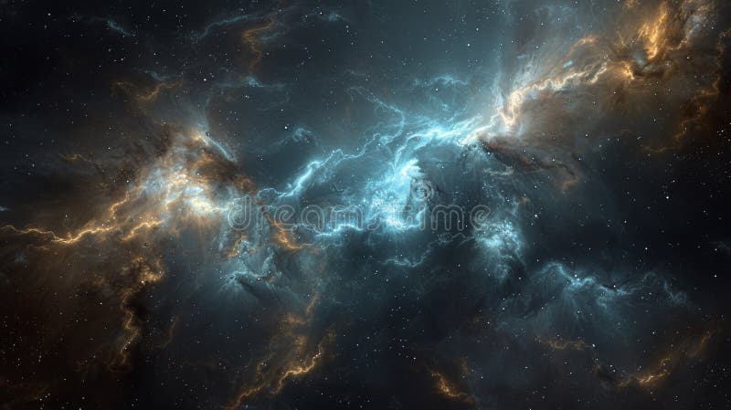 A very bright and colorful nebula in space, AI stock illustration