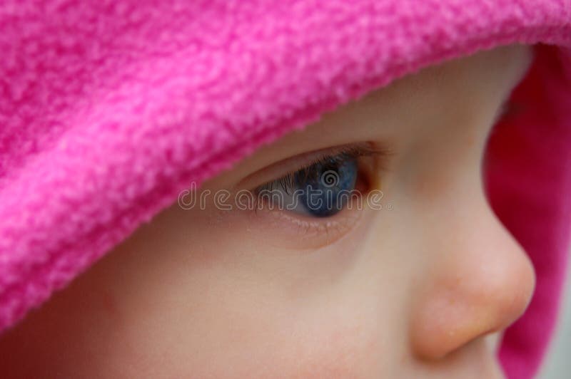 Very Close Up Side View of a Baby s Blue Eye