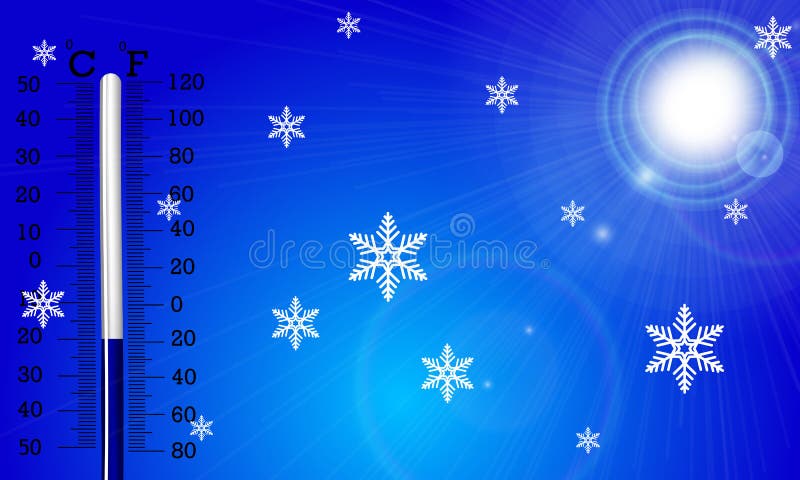 Very cold winter and thermometer