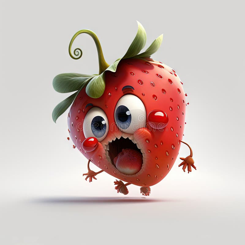 A Very Cute Looking Strawberry with a Big Smile on it S Face Stock