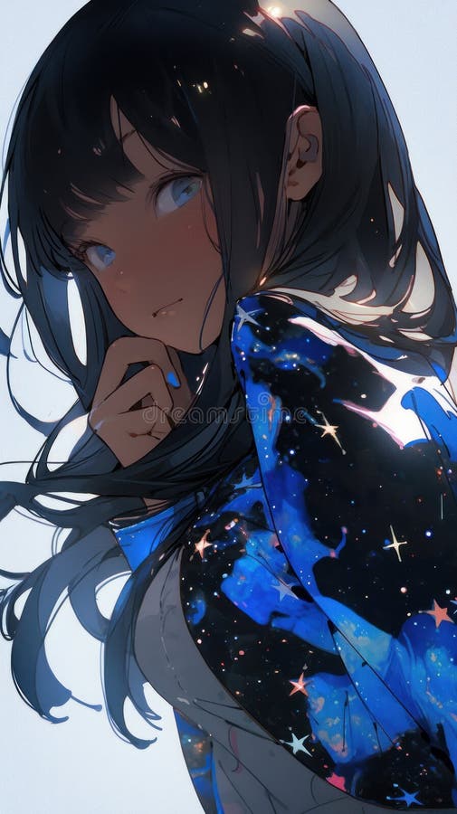 Beautiful kawaii anime girl. Generative AI Stock Illustration