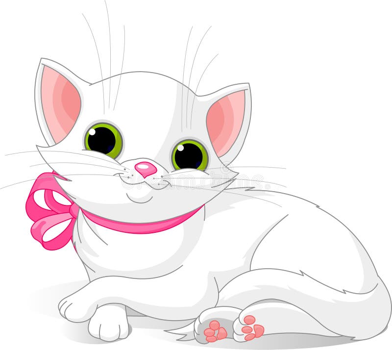 Very Cute white cat vector illustration