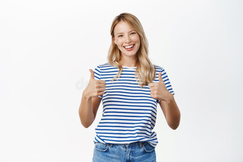 Very Good, Yes. Smiling Happy Woman Praise Excellent Work, Shows Thumbs ...