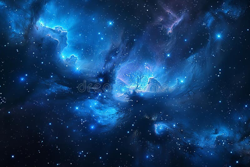 A very large space with blue and blue stars, high quality, high resolution royalty free illustration
