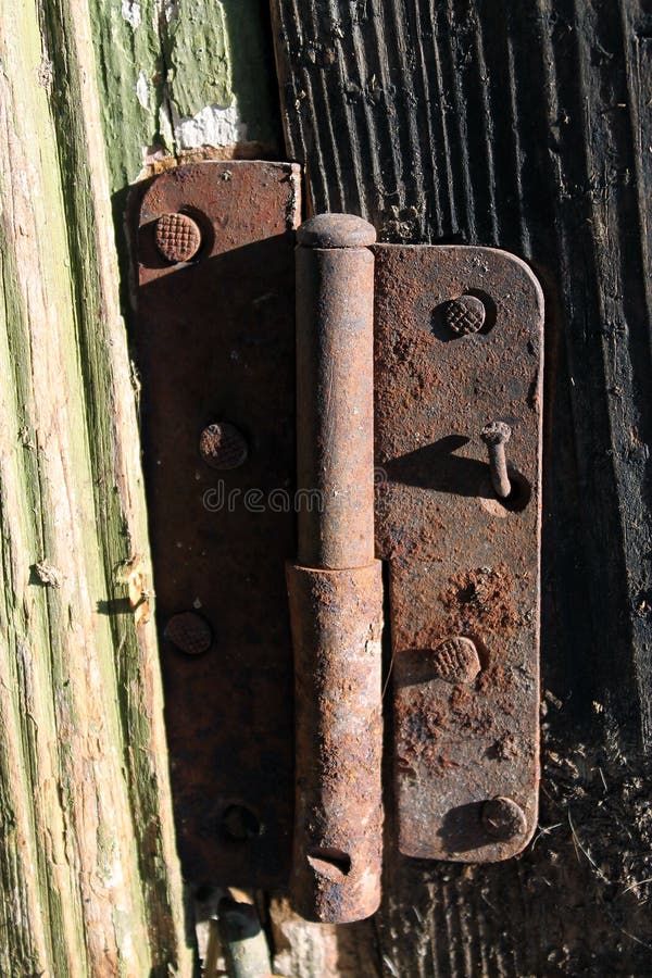 Rusty Door Hinge Screws Wood Stock Photo Image of faded, rustic 19976