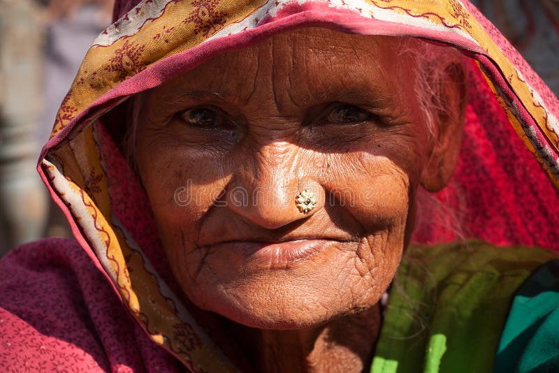 Very Old Indian Villager Woman Editorial Image 