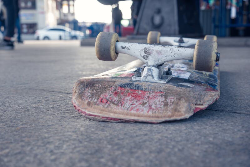 A very old used skateboard stock photo. Image of foreground - 237624892