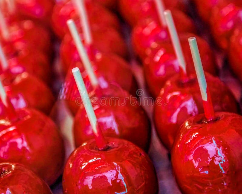 Red Candy Apples stock photo. Image of traditional, stick 161017754