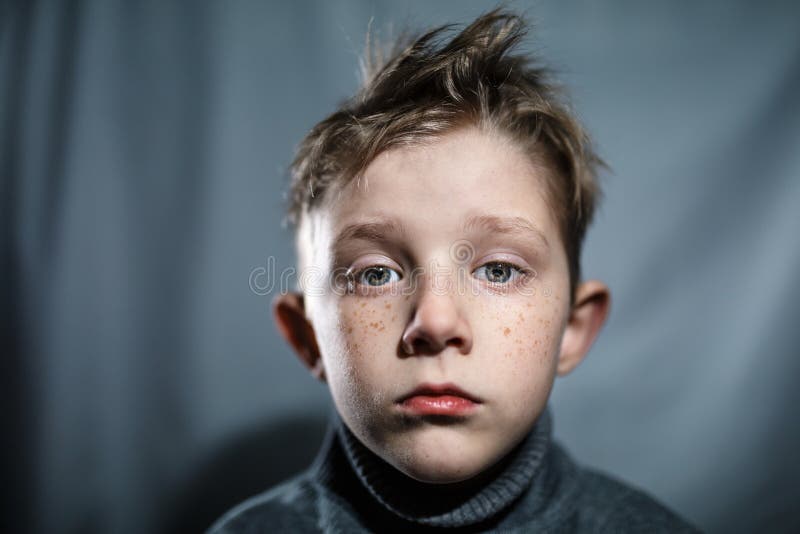 Very Sad Little Boy on Background Stock Image - Image of family, people ...