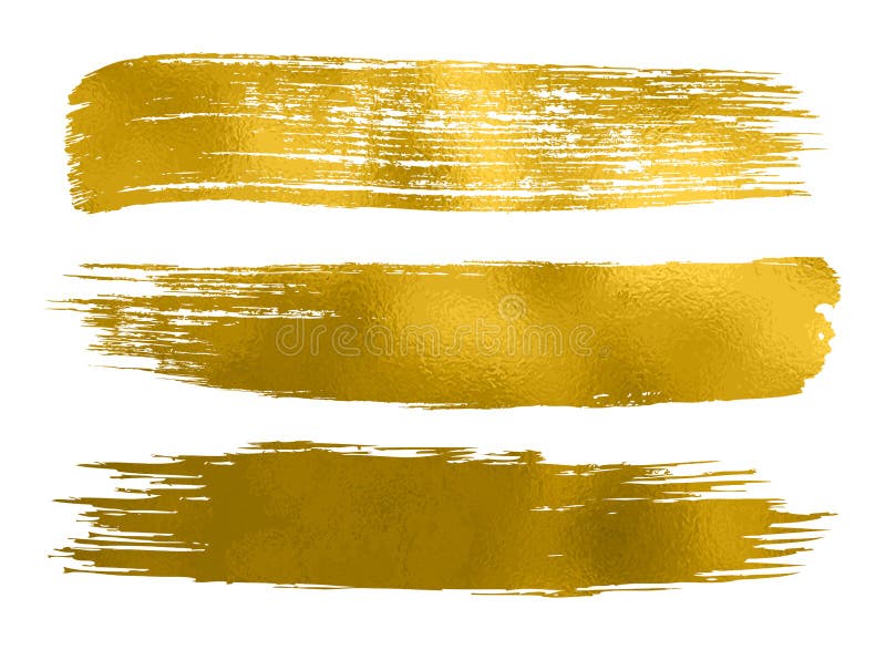 Verzamelen van gouden verf, penseelstreken - vector