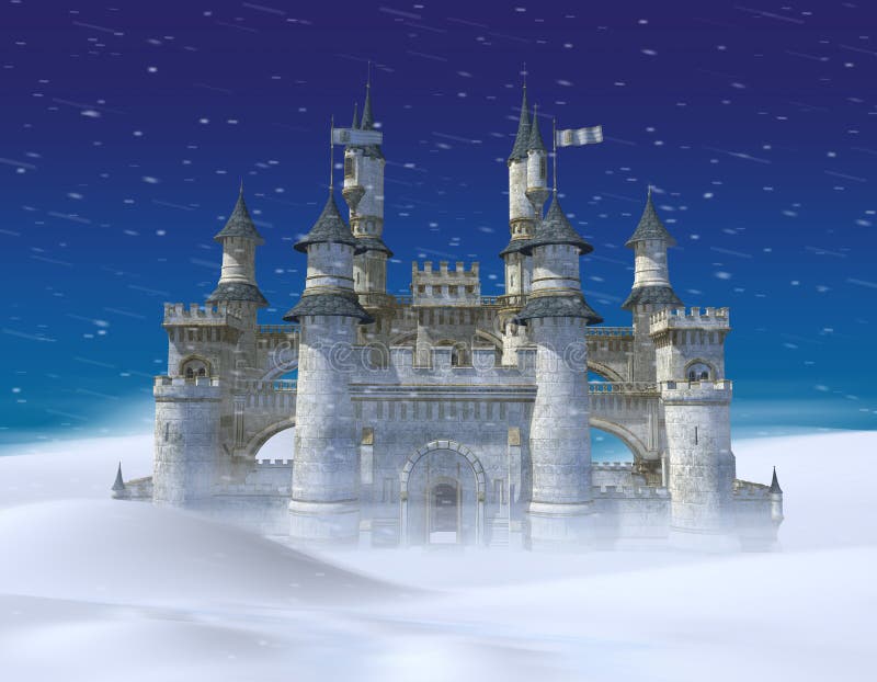 Verzauberte Winter-Märchen-Prinzessin Castle vektor abbildung Verzauberte Winter-Märchen-Prinzessin Castle vektor abbildung