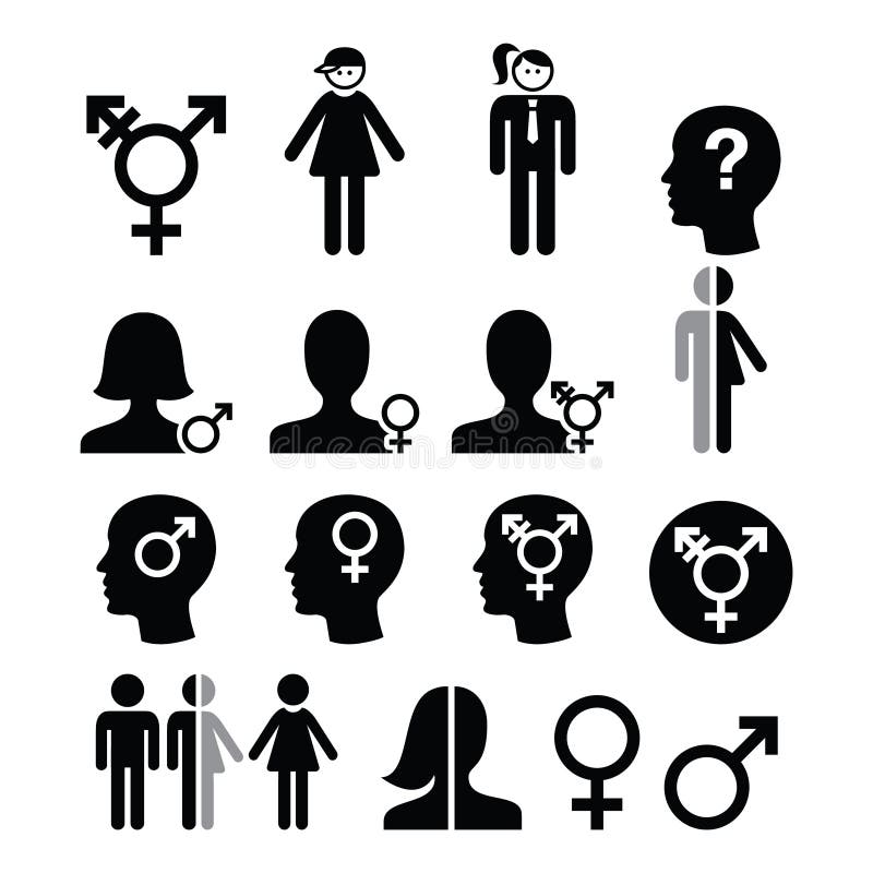Verändern Sie Symbol, Geschlechtsdysphorie Geschlechtsrolle, die eingestellten Transsexuellkonzeptikonen vektor abbildung Verändern Sie Symbol, Geschlechtsdysphorie Geschlechtsrolle, die eingestellten Transsexuellkonzeptikonen vektor abbildung