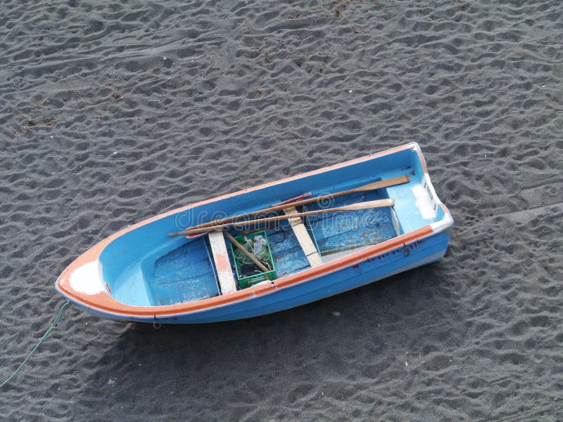 A vessel on the black beach of Fuerteventura