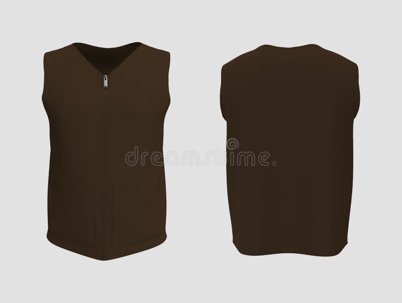 Vest Jacket Mockup Front and Back Views, 3d Illustration, 3d Rendering ...