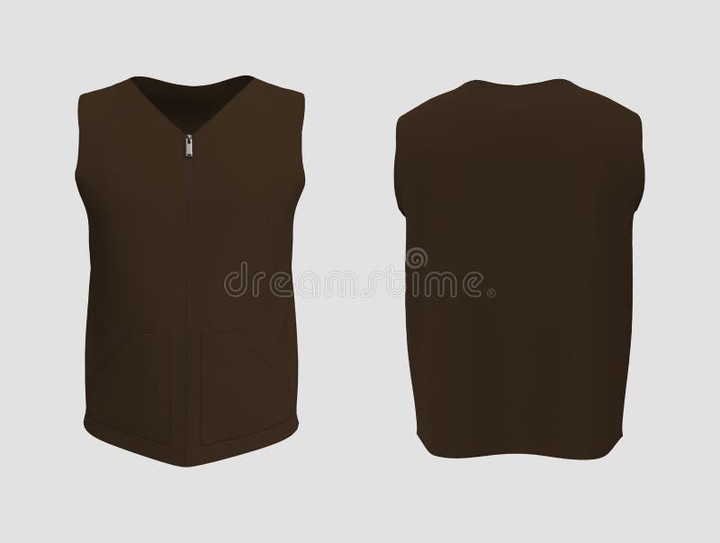 Vest Jacket Mockup Front and Back Views, 3d Illustration, 3d Rendering