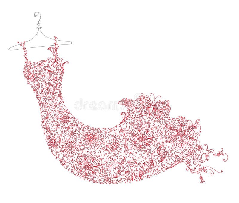 Vestido de flores en una suspensión stock de ilustración Vestido de flores en una suspensión stock de ilustración