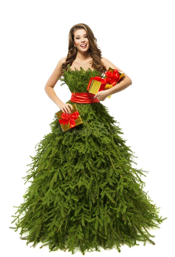 Vestido Del árbol De Navidad De La Mujer, Modelo De Moda En Traje Del  Vestido De Navidad Foto de archivo - Imagen de elegante, nuevo: 79421320