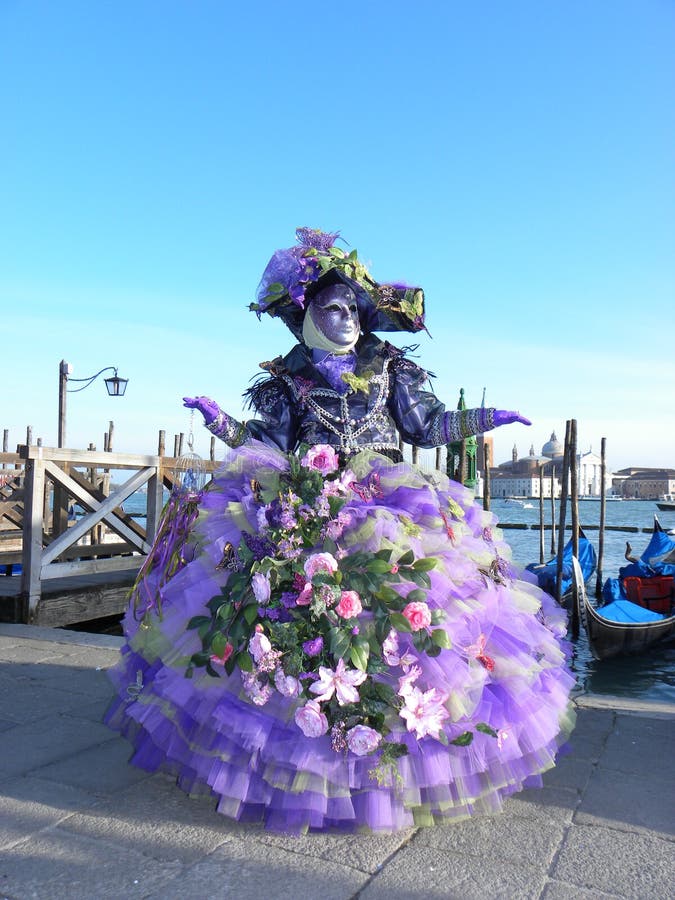 Vestido florido de lujo, carnaval de Venecia imagen de archivo libre de regalías Vestido florido de lujo, carnaval de Venecia imagen de archivo libre de regalías