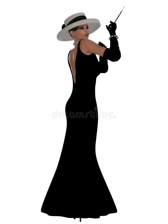 A beautiful woman in a black dress, hat and gloves in the style of old Hollywood glamour. A beautiful woman in a black dress, hat and gloves in the style of old Hollywood glamour.