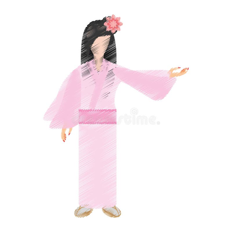 Vestido Tradicional De De La Mujer Japonesa Stock de ilustración - de oriental, hembra: 87192498