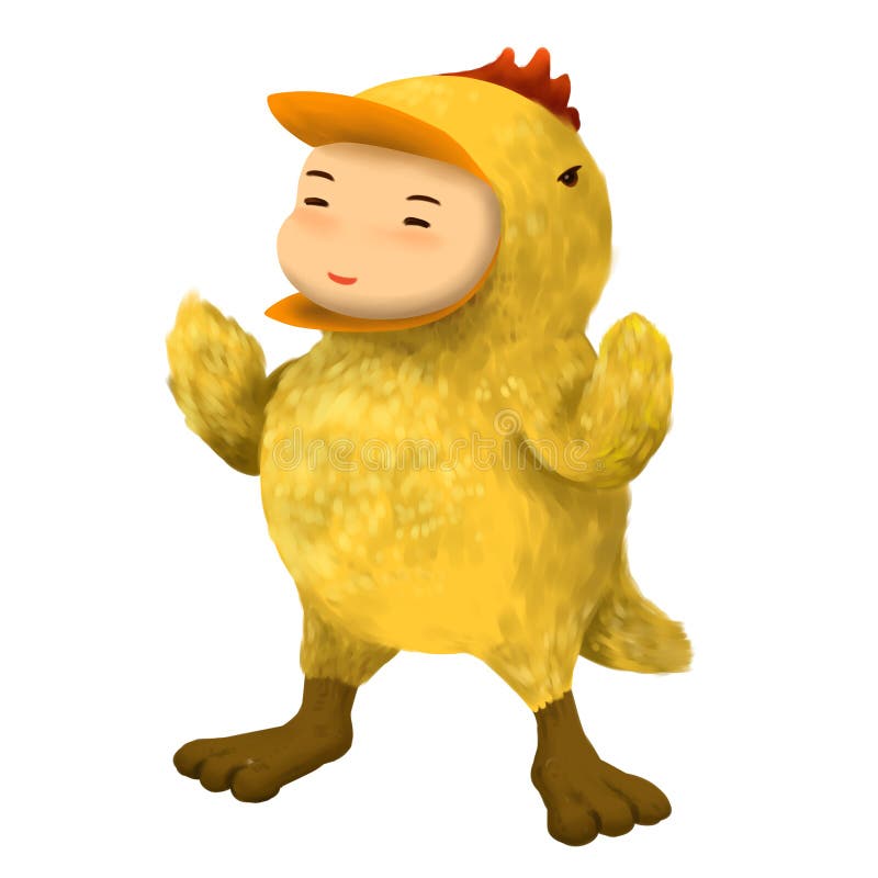 Vestidos da criança no traje da galinha para Dia das Bruxas ilustração do vetor Vestidos da criança no traje da galinha para Dia das Bruxas ilustração do vetor