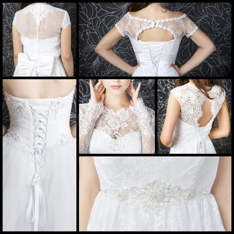 Vestidos de casamento luxuosos com um espartilho foto de stock royalty free Vestidos de casamento luxuosos com um espartilho foto de stock royalty free