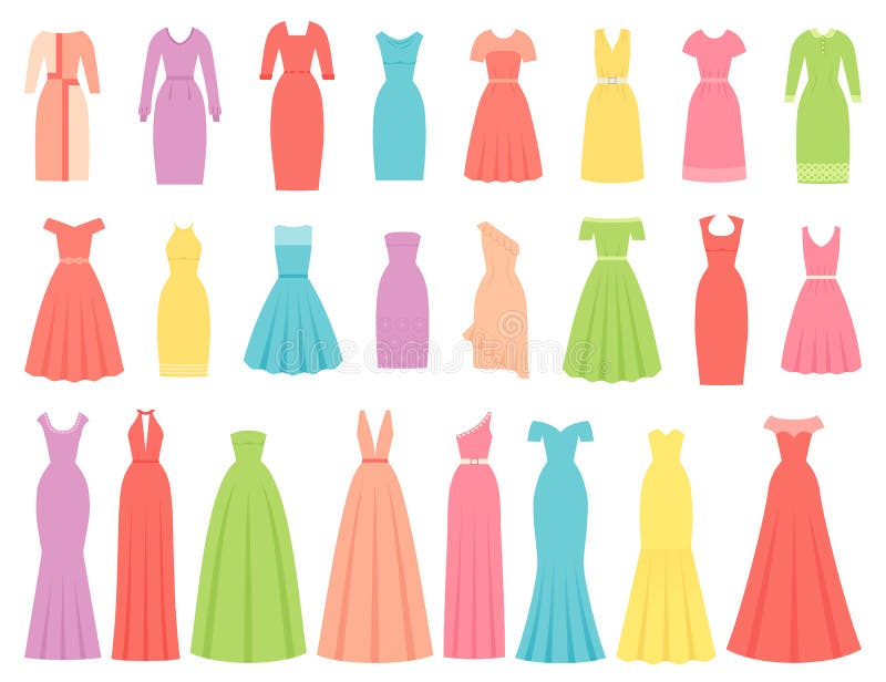 Vestidos Para Las Ilustración Del Vector Textil Femenina, Plano Ilustración del Vector - Ilustración de icono, modelo: 142832815