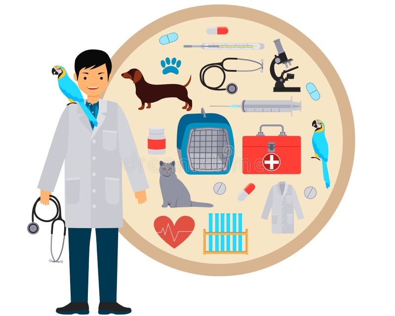 Vet stock vector. Illustration of heart, footprint, cartoon 69114811