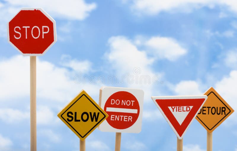 Road signs sitting on a sky background, knowing when to quit. Road signs sitting on a sky background, knowing when to quit