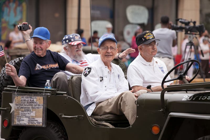 Veterans of the Korean War on Fourth July Parade at Aurora, IL, July 4 2016. Veterans of the Korean War on Fourth July Parade at Aurora, IL, July 4 2016