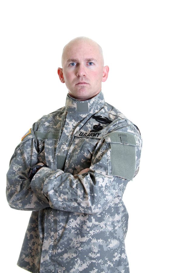 An American soldier in the new digitized camouflage uniform with Combat Infantry Badge, Jump Master wings, and Air Assault Badge. An American soldier in the new digitized camouflage uniform with Combat Infantry Badge, Jump Master wings, and Air Assault Badge.