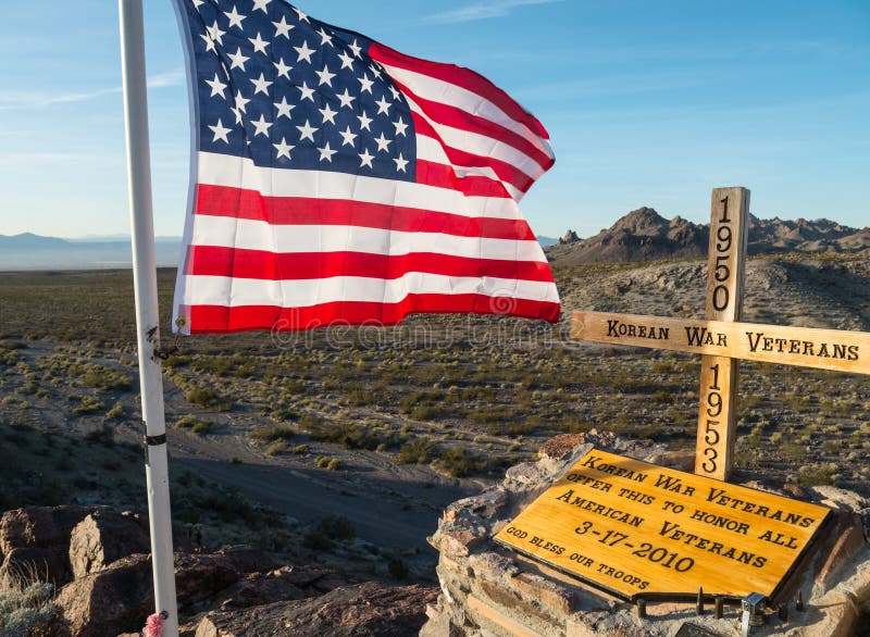 Makeshift Korean War Veterans Memorial in the desert. Makeshift Korean War Veterans Memorial in the desert