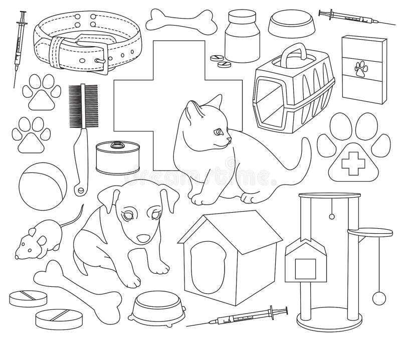 Veterinaire huisdierenpictogrammen stock illustratie Veterinaire huisdierenpictogrammen stock illustratie
