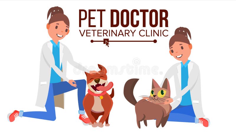 Veterinarian Female Vector. Dog And Cat. Medicine Hospital ...