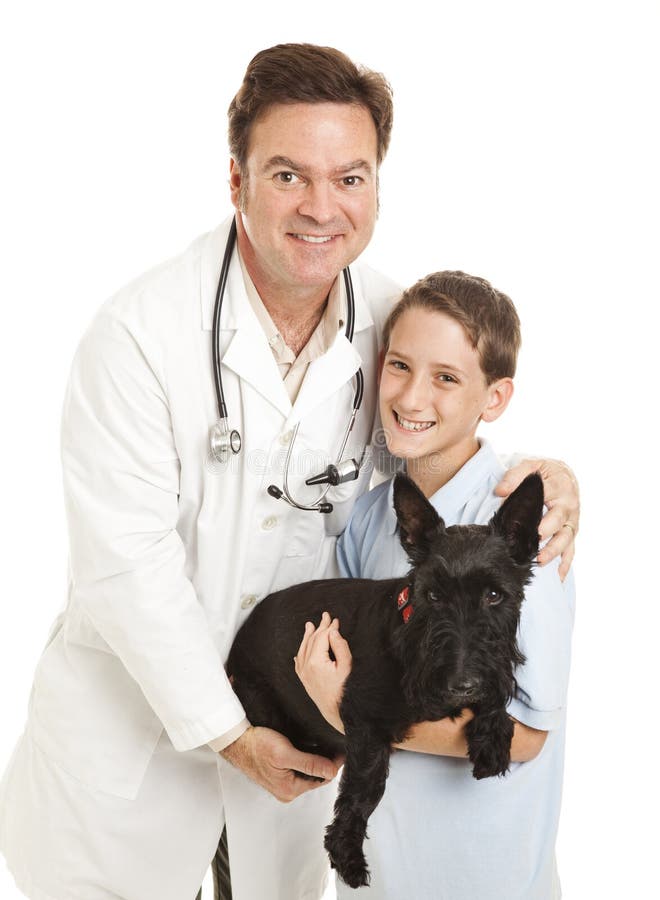 Veterinarian with Happy Client Stock Photo Image of medical, coat