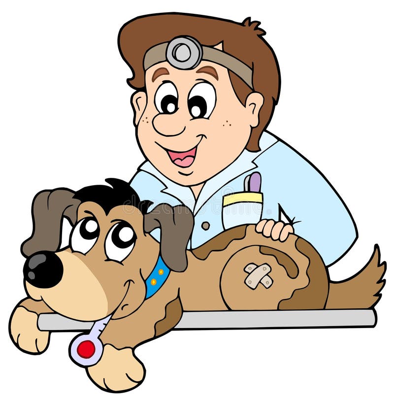 Dog at veterinarian - illustration. Dog at veterinarian - illustration.