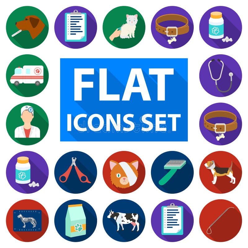 Download Veterinary Clinic Flat Icons In Set Collection For Design. Treatment Of A Pet Vector Symbol ...
