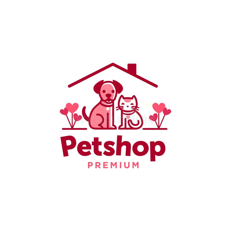 Veterinary house cat dog logo pet shop icon vector design valentine theme love